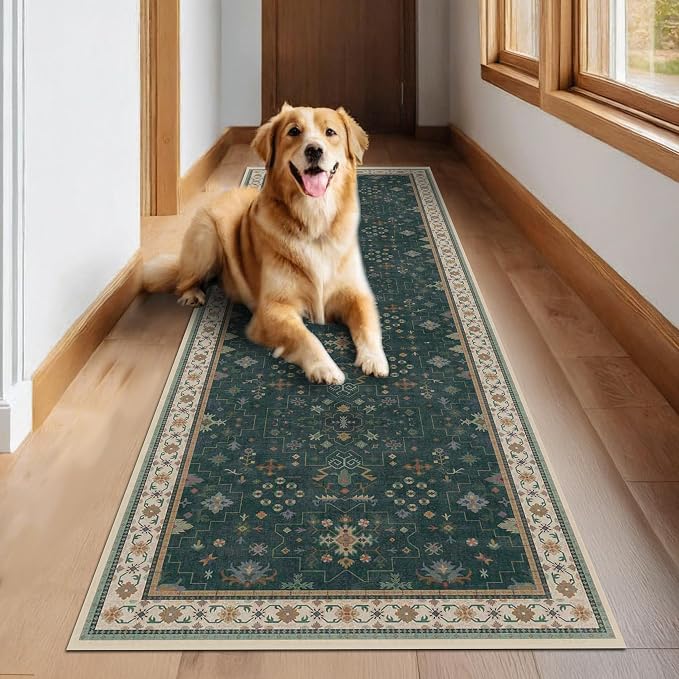 Dark Green 2x8 Non Slip Kitchen Runner Rugs - Image 6