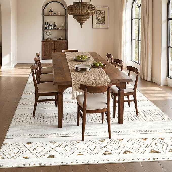 cotiled Boho 7x10 Area Rug for Living Room: Large Moroccan Washable Rug | Solve - Image 7