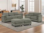 HAOMARKETS Corduroy 4-Piece Sofa Set, Upholstered Ottoman Set of 2, Loveseat - Image 6