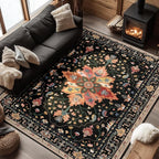 RELEANY Washable Area Rug, Water Repellent, Pet Friendly, Vintage Floral Boho by RELEANY