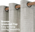 YoungsTex Dark Grey Linen Curtains 63 Inch Length - Image 4