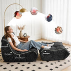 Bean Bag Ottoman, Memory Foam Lazy Bean Bag Sofa, Fireside Chair Foot Rest - Image 6