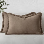 MIULEE Linen Decorative Fall Lumbar Throw Pillow Covers Cocoa Brown 12x20 | Set by MIULEE