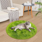 Tie Dye Green Round Rugs Small 3x3 ft Fluffy Circle Rug Furry Carpet Shaggy - Image 5