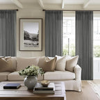 Charcoal Grey Pinch Pleated Linen Sheer Curtains 90 Inches Long 2 Panels | - Image 7