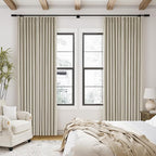 Burlywood Birch Black Out Pleated Linen Curtains 102 Inches Long 2 Panels | 2 - Image 9