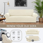 Stretch Loveseat Couch Cover, 2 Cushion Couch Slipcover, Elastic Bottom - Image 3