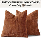 MIULEE Chenille Textured Fall Euro Throw Pillow Covers Burnt Orange 22x22 | Set - Image 9