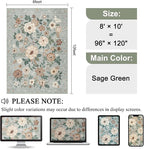 DUKINO 8x10 Area Rugs, Floral Washable Living Room Rug Non Slip, Sage Green | - Image 2