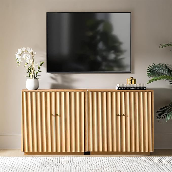 HULALA HOME Solid Wood Sideboard Buffet Cabinet Set of 2 by HULALAHOME