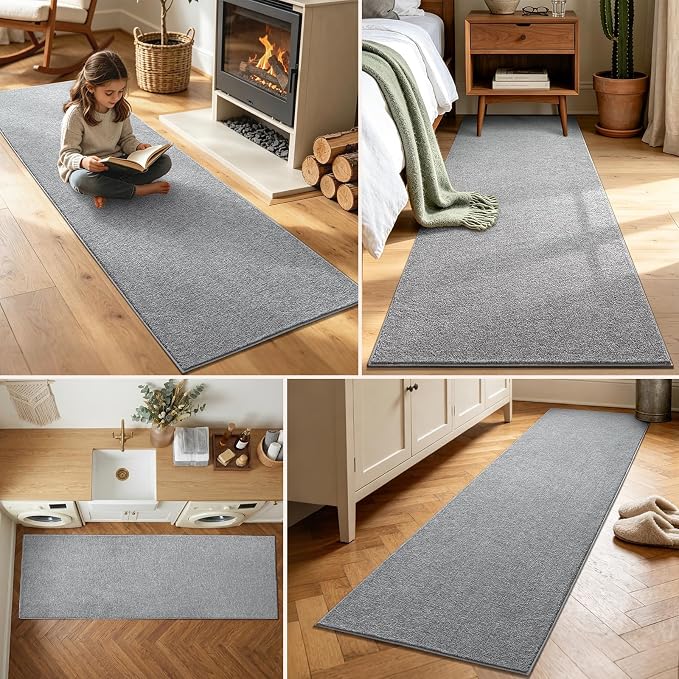 2x6 Grey Runner Rug Washable Non-Slip Soft - Image 3