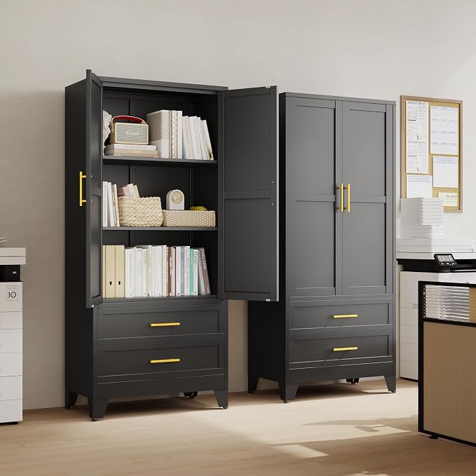 erosoei 71" H Metal Pantry Storage Cabinet, Office File Cabinets - Image 8