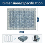 8x10 Boho Washable Area Rugs for Living Room, Dining Room-White Blue | Retro - Image 2