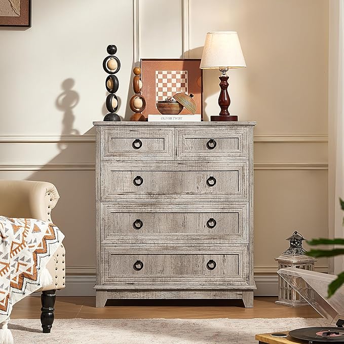 Joaxswe Farmhouse 5 Drawer Dresser - Image 11