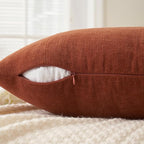 MIULEE Fall Rust Chenille Couch Throw Pillow Covers, 16x16 | Set of 2, Soft - Image 3