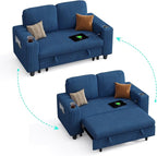 LINSY HOME Loveseat Sofa with Pull Out Couch Chaise: 2-in-1 Convertible 2 - Image 9
