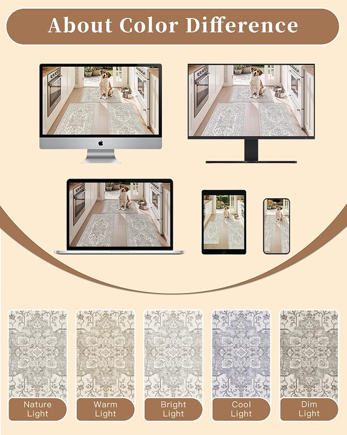 Madane Washable Kitchen Rug Set of 3 Small Area Rugs Non-Slip - Image 9