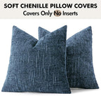 MIULEE Chenille Textured Throw Pillow Covers Blue Ashes 18x18 Set of 2 | Slubby - Image 7