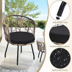 Kromax 3 Piece Bistro Set, Modern Outdoor Wicker Patio Furniture - Image 5
