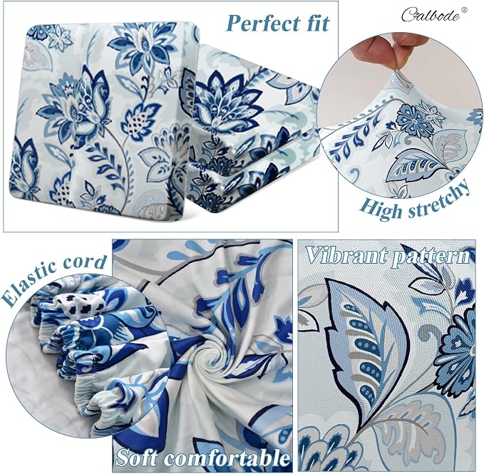 CALBODE 8pcs Floral Printed Stretchy Sofa Cushion Covers - Image 4
