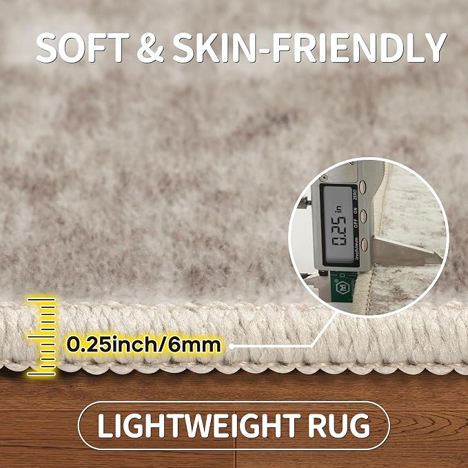 6x9 Area Rugs for Living Room Bedroom Dining Room Washable Brown Grey | Soft - Image 6