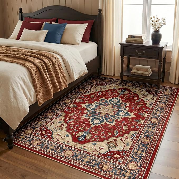 RELEANY Washable Area Rug, Water Repellent, Pet Friendly, Vintage Floral Boho - Image 3
