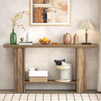 FOLUBAN 53 Inch Long Entryway Table, 2-Tier Wood Console Table - Image 4