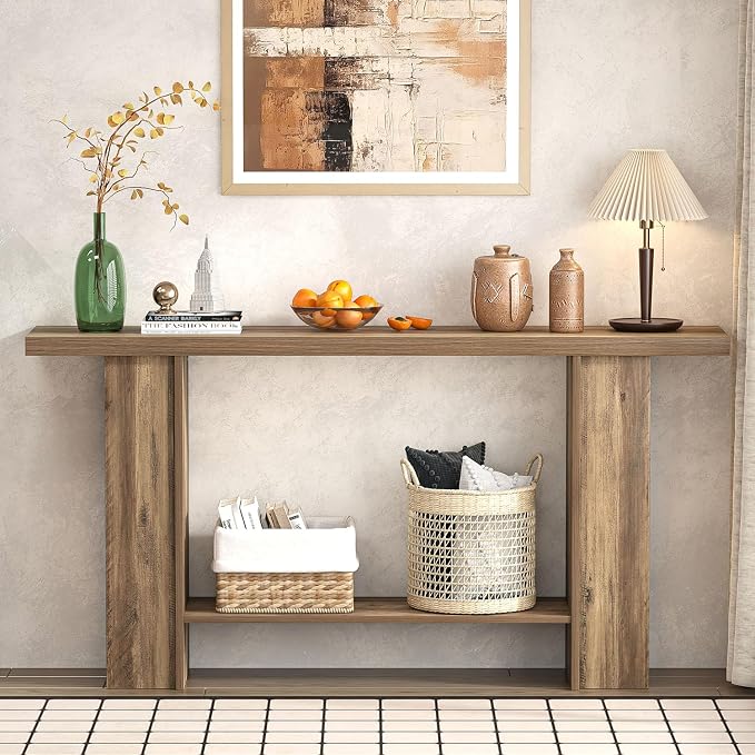 FOLUBAN 53 Inch Long Entryway Table, 2-Tier Wood Console Table - Image 4