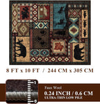 Rustic Cabin Area Rug 8x10, Machine Washable Lodge Bear Rug, Non-Slip Low Pile - Image 2