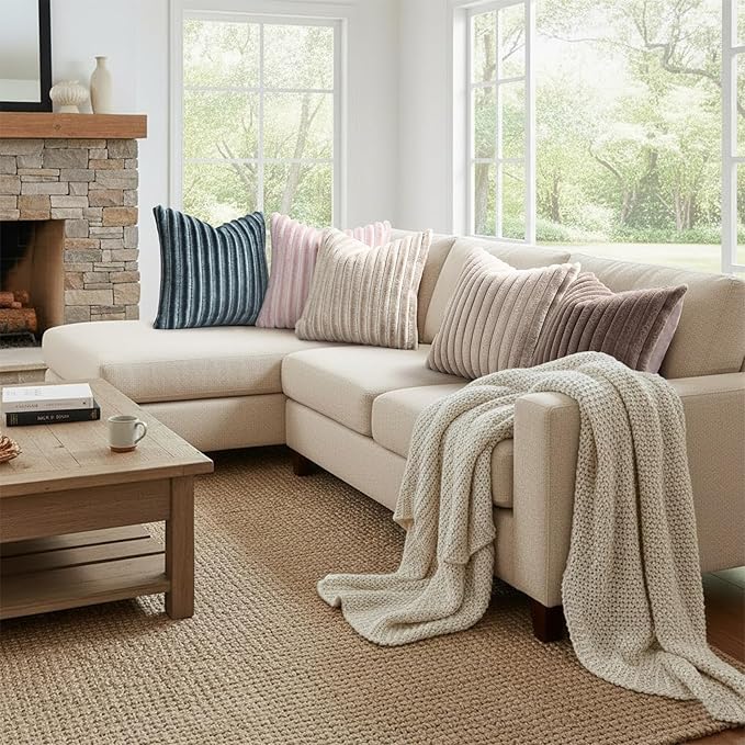 decorUhome Fall Faux Fur Throw Pillow Covers 12x20 Set of 2 Tan | Decorative - Image 7