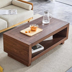 Walnut Mid-Century Coffee Table, 47.2" W×23.6" D×18" H，Rectangular MDF Storage - Image 6