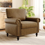 Nailhead Trim Accent Chair, Faux Leahter Mid Century Modern Living Room Arm by ErdoruLiving