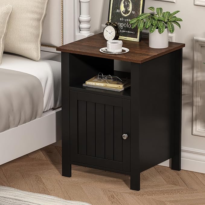ChooChoo Farmhouse Nightstands Set of 2, Rustic Vintage End Side Table - Image 6