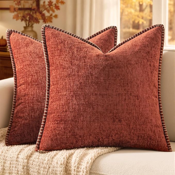 MIULEE Fall Decorative Couch Throw Pillow Covers 16x16 Inch Burnt Orange | 2 by MIULEE