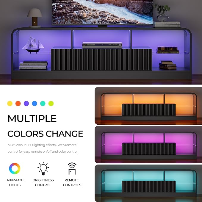 TV Stand for 60/65/70 Inch TVs, Modern Curved TV Console - Image 3