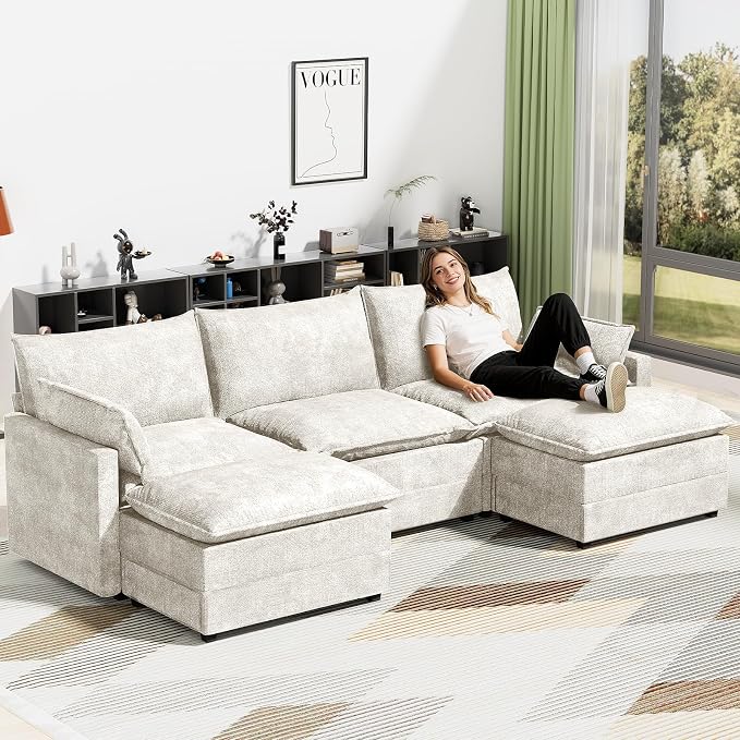 LEVELEVE 112.5" U-Shape Modular Sofa by Enjoyyourlife