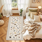 Beige Hallway Runner Rug 2x5 for Bedroom Kitchen | Ultra-Thin;Boho Style;Non - Image 3