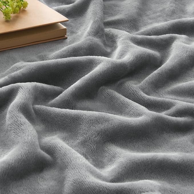 BEDELITE Fleece Blanket Soft Plush King Size Bed Blanket Grey 108"x90" | Ultra - Image 4