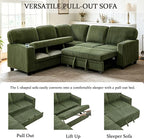 L-Shaped Sectional Couch with Storage and Pull Out Bed, Convertible Sofa Bed - Image 5