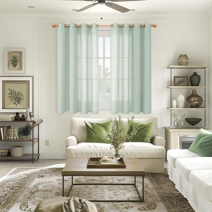 YoungsTex Short Linen Sheer Curtains 54 Inch Length - Image 2