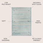 JONATHAN Y Khalil Modern Berber Stripe Turquoise/Cream Indoor Area Rug - Image 2
