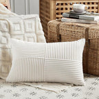Fancy Homi 2 Packs Cream White Lumbar Decorative Throw Pillow Covers 12x20 Inch - Image 2