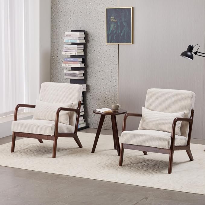 Beige Midcentury Modern Accent Chair - Image 8