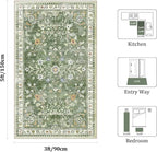 Yamaziot 3x5 Washable Area Rug for Bedroom Floral Carpet Sage Green | Non Slip - Image 2