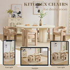 Hyfirm Upholstered Barrel Dining Chairs Set of 6, Khaki Velvet Kitchen Accent - Image 6