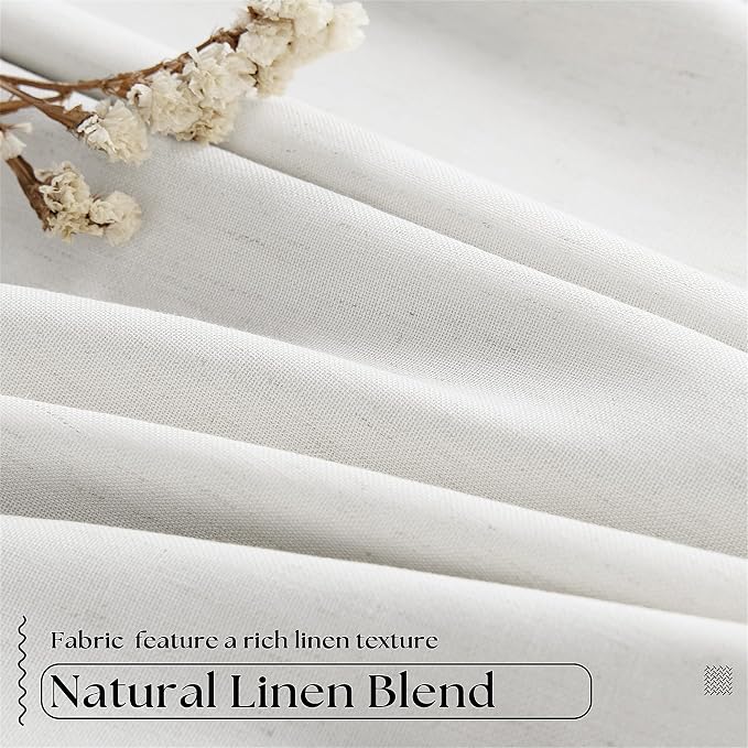 Pinch Pleat 100% Blackout Curtains 86 Inch Length 2 Panels Set | Beige White - Image 5