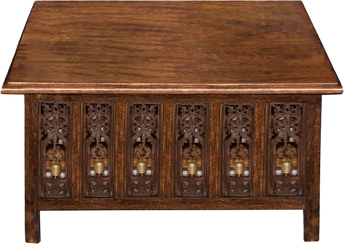 COTTON CRAFT Solid Wood Coffee Table – Ghanti Bells Hand Carved Center Table by COTTONCRAFT