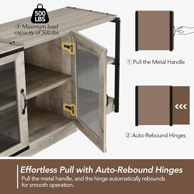 GarveeHome TV Stand for 65+ Inch TV, Rustic Entertainment Center TV Media - Image 3
