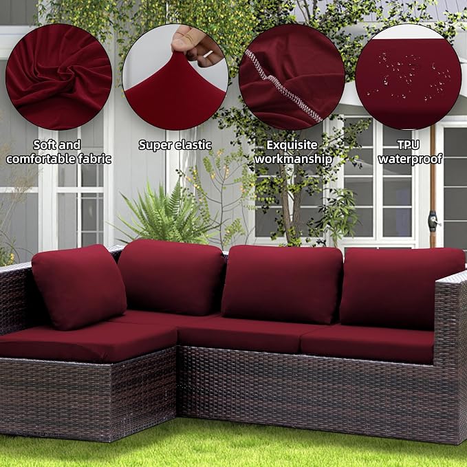 14PCS Patio Cushion Covers, Patio Furniture Couch Seat Slipcovers | Washable - Image 4