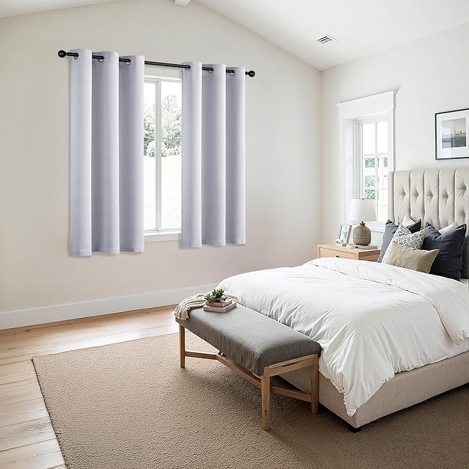 MIULEE Blackout Curtains for Bedroom 2 Panels 40x45 Inch Long Greyish White | - Image 6